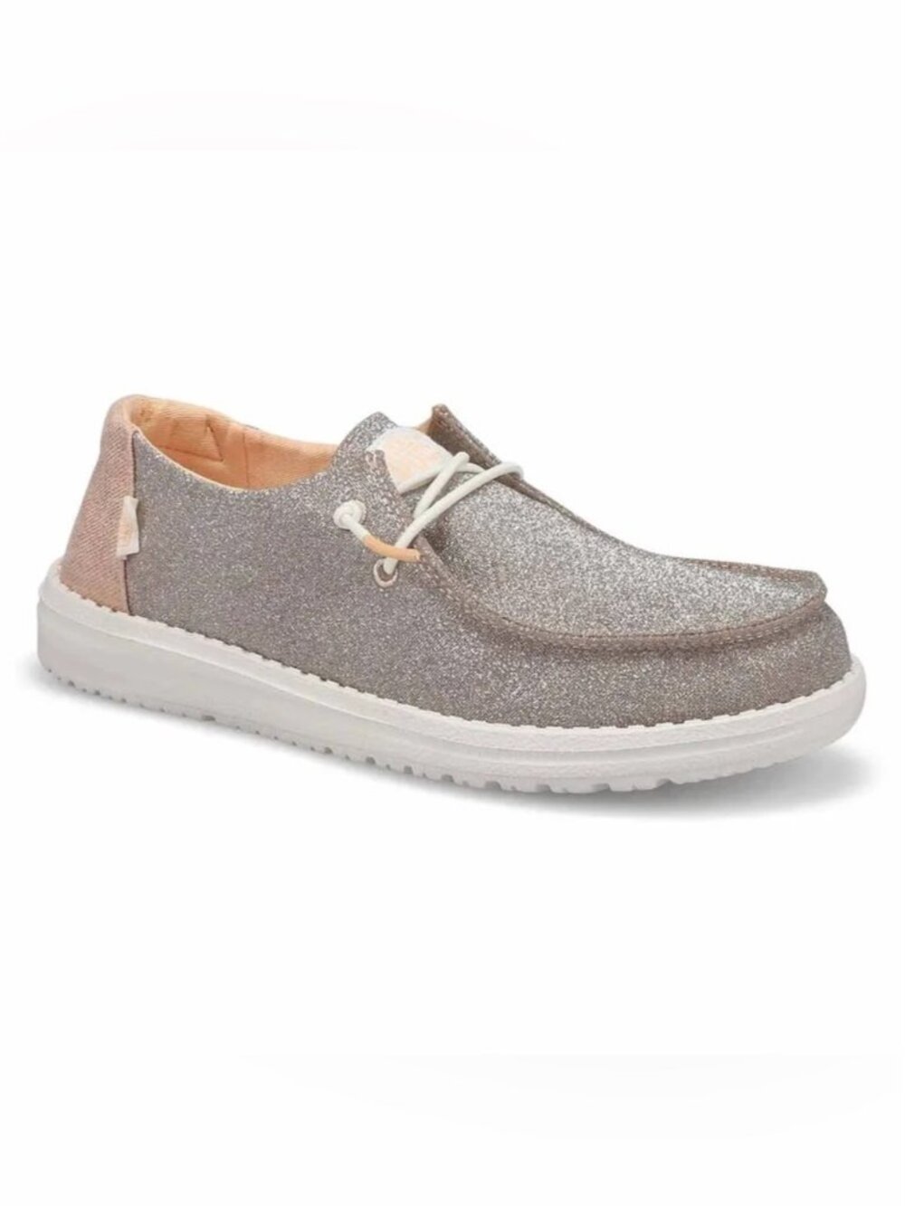 Hey Dude WENDY Silver METALLIC SPARKLE Women’s size 11 slip on boat shoes